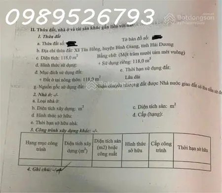 Bán đất tại Mộ Trạch, Tân Hồng, Bình Giang, Hải Dương, 3,5 tỷ, 118m2