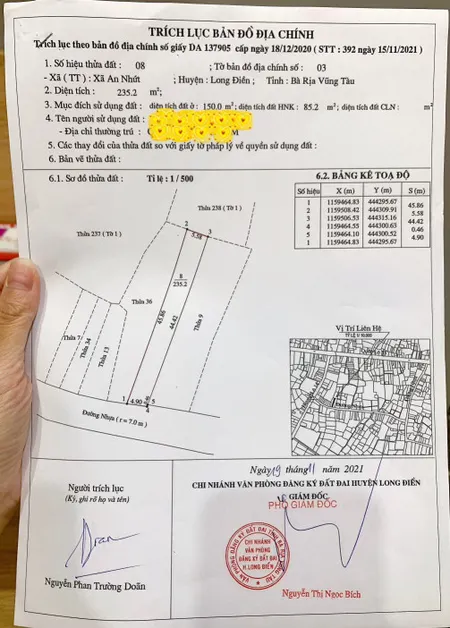 Bán 246 m đất hai mặt tiền đường nhựa có 150 m thổ cư ( nở hậu )