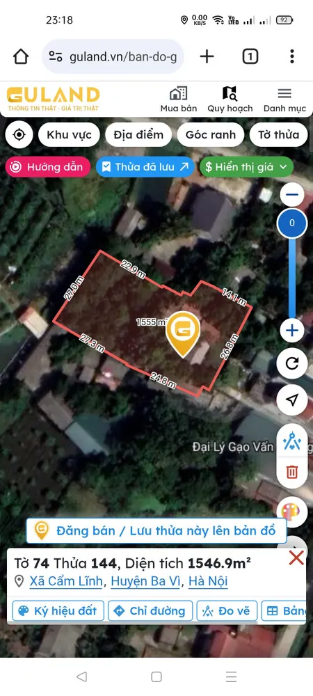 Bán đất 1546.9m² 6.5 tỷ tại Xã Cẩm Lĩnh Huyện Ba Vì