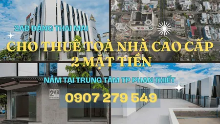 Cho thuê tòa nhà 2MT Đặng Thai Mai-Trương Hán Siêu, 6 tầng, Ngay sát Lotte Mart, Phan Thiết, DTSD 1.465m²