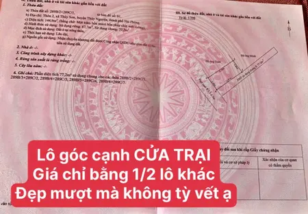 Bán đất 67m² giá 2.55 tỷ tại Xã Thuỷ Sơn Huyện Thuỷ Nguyên. đường thôn 5m. liên hệ 0362558882