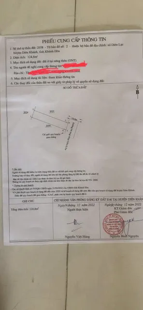 Bán đất 124,8m² 1.89 tỷ tại Xã Diên Lạc Huyện Diên Khánh