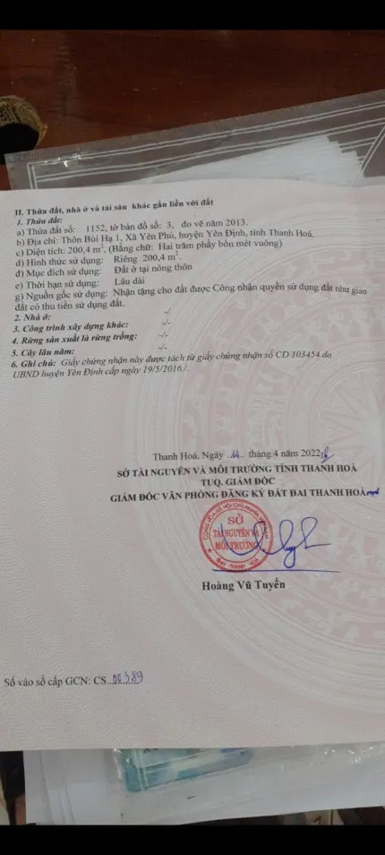 HOT HOT HOT  -CẦN BÁN NHANH LÔ ĐẤT  VỊ TRÍ ĐẸP  TẠI Yên  Phú , Yên Định (Thanh Hóa)
