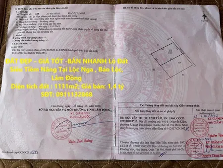 ĐẤT ĐẸP – GIÁ TỐT -BÁN NHANH Lô Đất Siêu Tiềm Năng Tại Lộc Nga , Bảo Lộc, Lâm Đồng