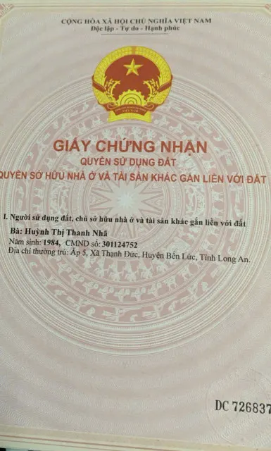 CHÍNH CHỦ CẦN BÁN NHÀ TẠI: xã Nhị Thành- Huyện Thủ Thừa- Tỉnh Long An.