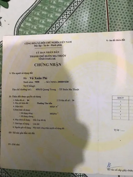 Bán đất 104.4m² ngang 5.7m giá 2.75 tỷ tại Phường Tân Tiến Thành phố Buôn Ma Thuột