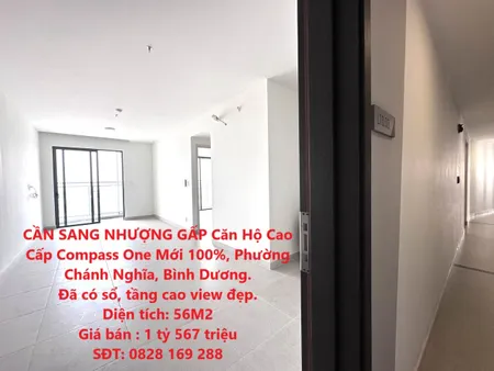 CẦN SANG NHƯỢNG GẤP Căn Hộ Cao Cấp Compass One Mới 100%, Phường Chánh Nghĩa, Bình Dương.
