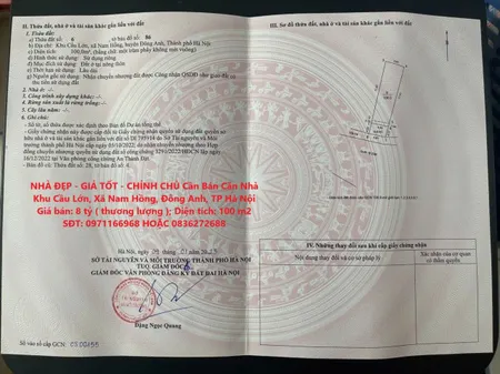 NHÀ ĐẸP - GIÁ TỐT - CHÍNH CHỦ Cần Bán Căn Nhà Khu Cầu Lớn, Xã Nam Hồng, Đông Anh, TP Hà Nội