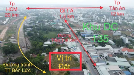 2228m2 đất thổ 3 mặt tiền xã Thanh Phú, Bến Lức giá 70 tỷ