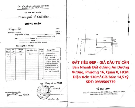 ĐẤT SIÊU ĐẸP - GIÁ ĐẦU TƯ CẦN Bán Nhanh Đất đường An Dương Vương, Phường 16, Quận 8, HCM.