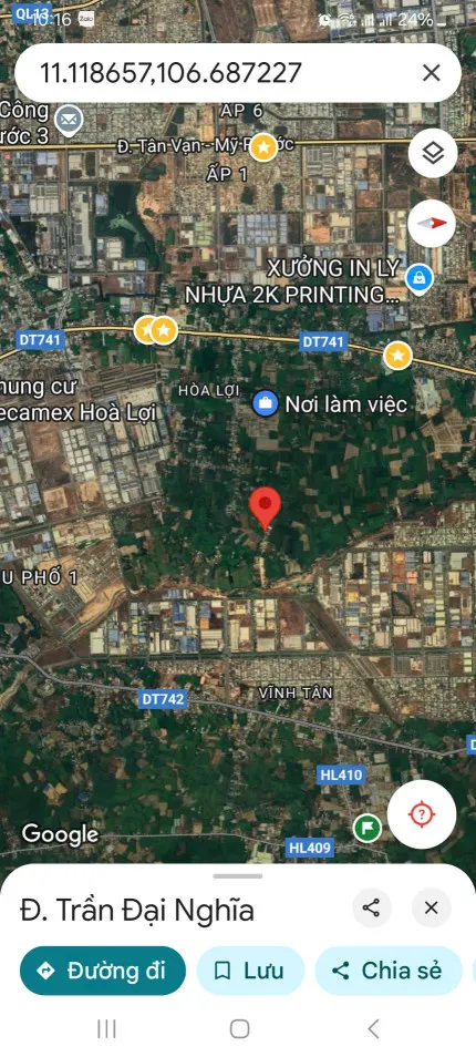 Bán đất 343m² 2.6 tỷ tại Phường Hòa Lợi Thị xã Bến Cát