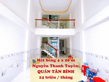 Cho thuê mặt bằng QUẬN TÂN BÌNH, TPHCM, mặt tiền Ô tô 2 chiều Nguyễn Thanh Tuyền, 14 triệu / tháng, 2 tầng, 4 x 20 m
