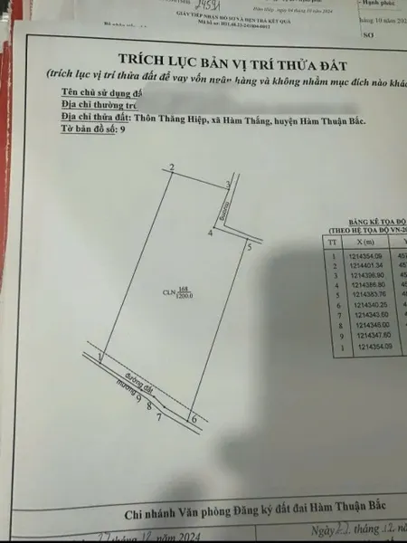 Bán đất 1200m² 540 triệu tại Xã Hàm Thắng Huyện Hàm Thuận Bắc