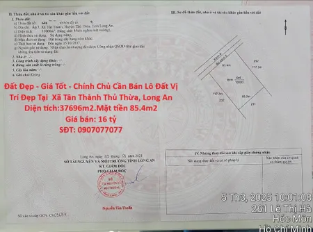 Đất Đẹp - Giá Tốt - Chính Chủ Cần Bán Lô Đất Vị Trí Đẹp Tại  Xã Tân Thành Thủ Thừa, Long An