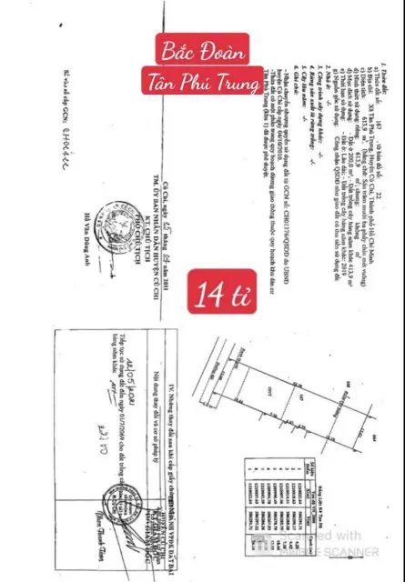 Bán đất 613.9m² 14 tỷ tại Xã Tân Phú Trung Huyện Củ Chi