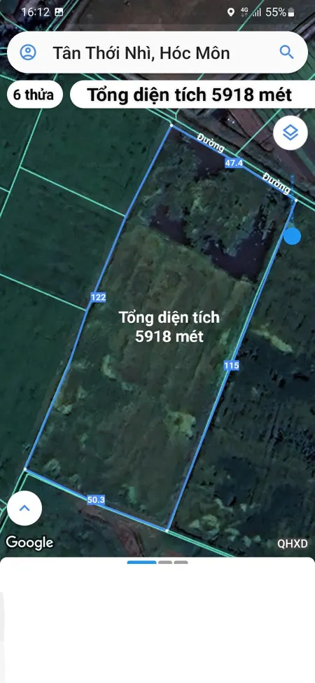 Bán đất 5868.2m² giá 11.5 tỷ tại Xã Tân Thới Nhì Huyện Hóc Môn