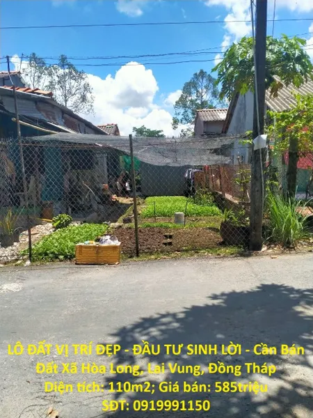 LÔ ĐẤT VỊ TRÍ ĐẸP - ĐẦU TƯ SINH LỜI - Cần Bán Đất Xã Hòa Long, Lai Vung, Đồng Tháp
