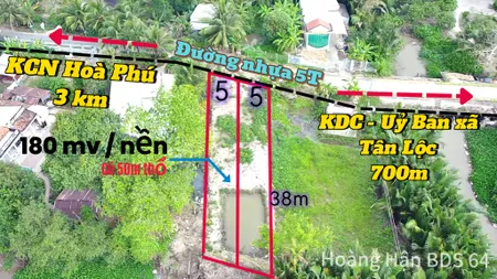 Bán đất 182m² 425 triệu tại Xã Tân Lộc Huyện Tam Bình