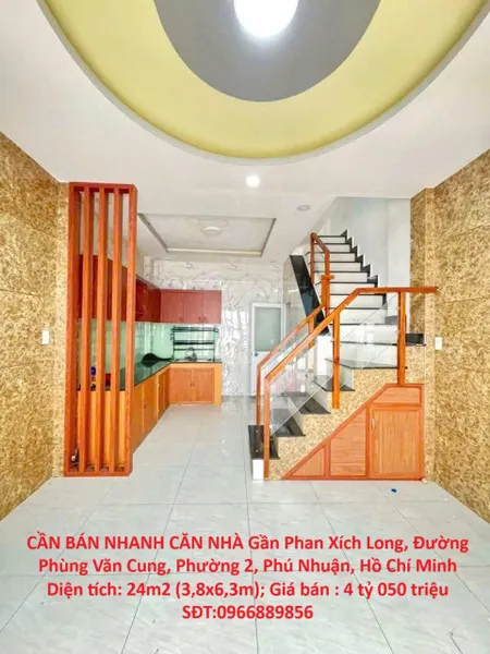 CẦN BÁN NHANH CĂN NHÀ Gần Phan Xích Long, Đường Phùng Văn Cung, Phường 2, Phú Nhuận, Hồ Chí Minh