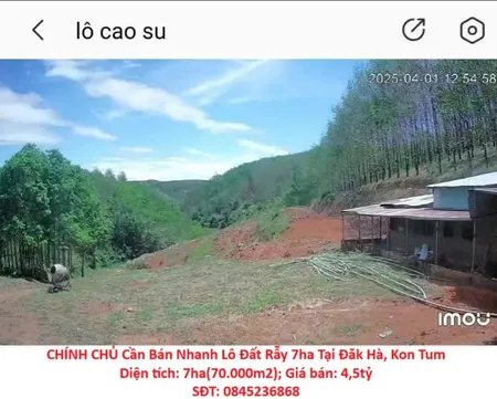 CHÍNH CHỦ Cần Bán Nhanh Lô Đất Rẫy 7ha Tại Đăk Hà, Kon Tum