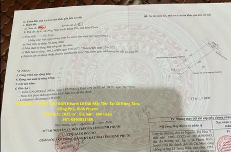 HOT HOT !! CHÍNH CHỦ BÁN Nhanh Lô Đất Mặt Tiền Tại Xã Đồng Tâm, Đồng Phú, Bình Phước