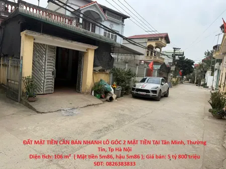 ĐẤT MẶT TIỀN CẦN BÁN NHANH LÔ GÓC 2 MẶT TIỀN TẠI Tân Minh, Thường Tín, Tp Hà Nội