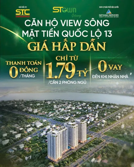 STOWN GATEWAY – CĂN HỘ 2PN CHỈ TỪ 1.79 TỶ Mặt tiền QL13, Vĩnh Phú – Thuận An – Bình Dương.