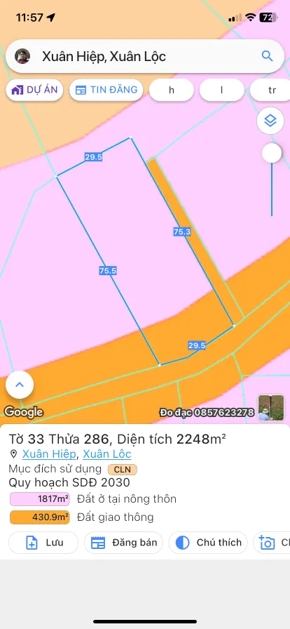 Bán đất 2248m² 4 tỷ tại Xã Xuân Hiệp Huyện Xuân Lộc