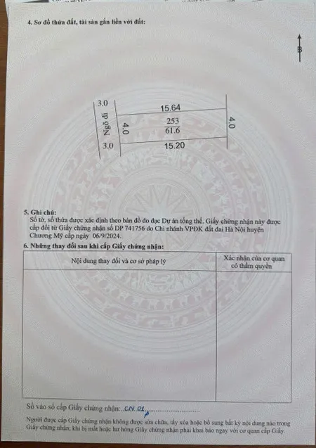 Hơn 1 tỷ có ngay mảnh tại Tốt Động - 
Chương Mỹ - Hà Nội.
- DT: 61,6 m2 mặt tiền 4. hậu 4.