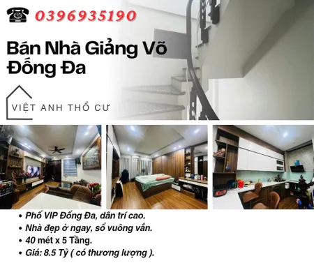 Bán nhà Phố Giảng Võ, Nhà Nội Thất Đẹp, Sổ Vuông Vắn, 40mx5T, Giá: 8.5 Tỷ, Lh: 0396935190.