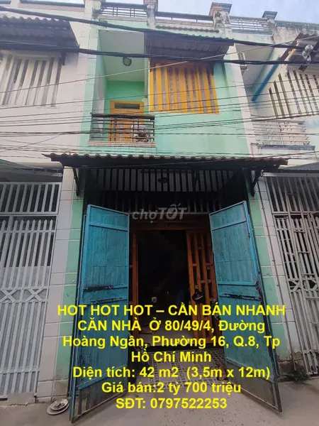 HOT HOT HOT – CẦN BÁN NHANH CĂN NHÀ  Ở 80/49/4, Đường Hoàng Ngân, Phường 16, Q.8, Tp Hồ Chí Minh
