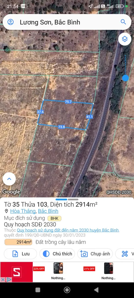 Bán đất 2914m² 4.5 tỷ tại Thị trấn Lương Sơn Huyện Bắc Bình