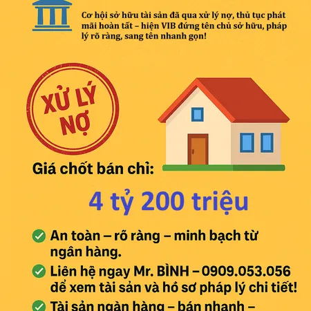 🔖 TÀI SẢN PHÁT MÃI NGÂN HÀNG VIB phường Hiệp Thành, Quận 12 - Giá thanh lý 4 tỷ 2
