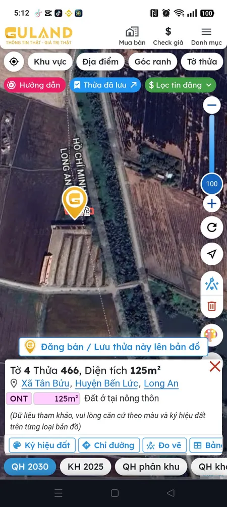 Bán đất 125m² 1.1 tỷ tại Xã Tân Bửu Huyện Bến Lức