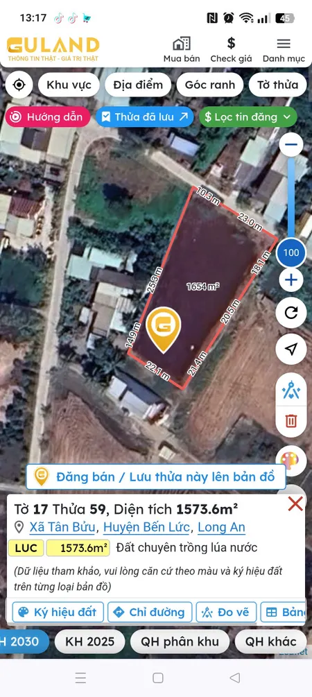 Bán đất 192m² 1.9 tỷ tại Xã Tân Bửu Huyện Bến Lức