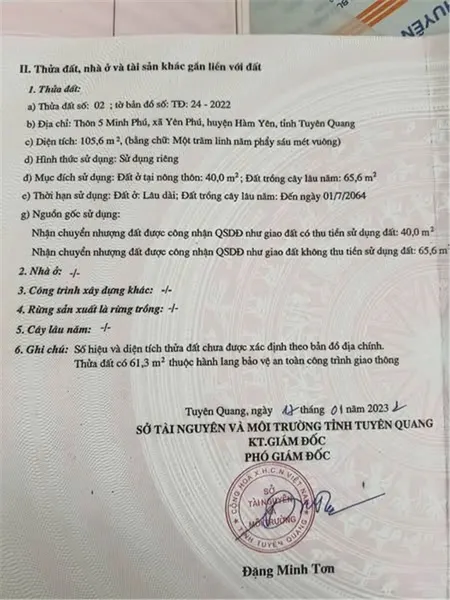 Chính Chủ Cần Bán Lô Đất mặt đường ở quốc lộ 2 tại  KLM 47, Hàm Yên, Tuyên Quang
