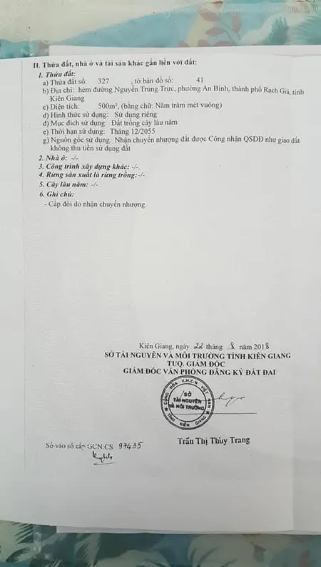 Bán đất 500m² 1.5 tỷ tại Phường An Bình Thành phố Rạch Giá