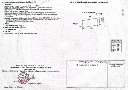 Bán đất 1000m² 6 tỷ tại Xã Suối Tiên Huyện Diên Khánh