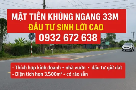 Bán đất mặt tiền khủng 33m. Tỉnh lộ 849Diện tích 3515m²13.5 tỷ tại Xã Vĩnh Thạnh Huyện Lấp Vò