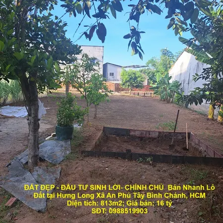 ĐẤT ĐẸP - ĐẦU TƯ SINH LỜI- CHÍNH CHỦ  Bán Nhanh Lô Đất tại Hưng Long Xã An Phú Tây Bình Chánh, HCM