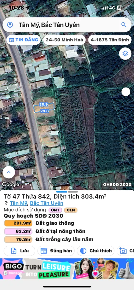 Cần Bán MTD ĐT746 Tân Mỹ, Bắc Tân Uyên