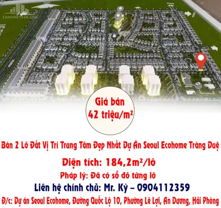 Chính Chủ Bán 2 Lô Đất Vị Trí Trung Tâm Đẹp Nhất Dự Án Seoul Ecohome Tràng Duệ