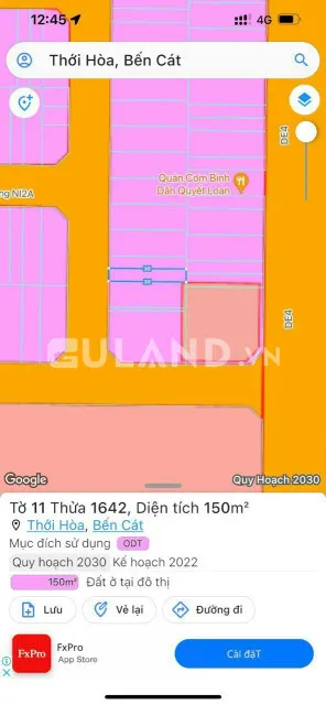 Bán  đất thổ cư 150m² , giá 1.65 tỷ tại, Phường Thới Hòa, Thị xã Bến Cát, Bình Dương