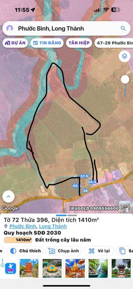 Bán đất 29000m² 43.5 tỷ tại Xã Phước Bình Huyện Long Thành
