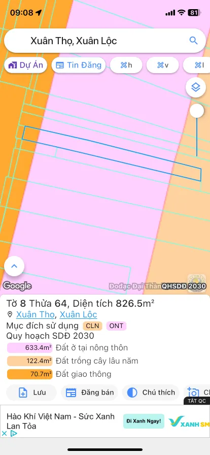 Bán đất 826.5m² 2.3 tỷ tại Xã Xuân Thọ Huyện Xuân Lộc