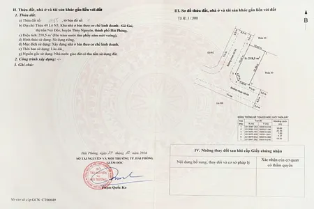 Bán đất 219.6m² 9,16tỷ tại Thị trấn Núi Đèo Thuỷ Nguyên. liên hệ 0362558882