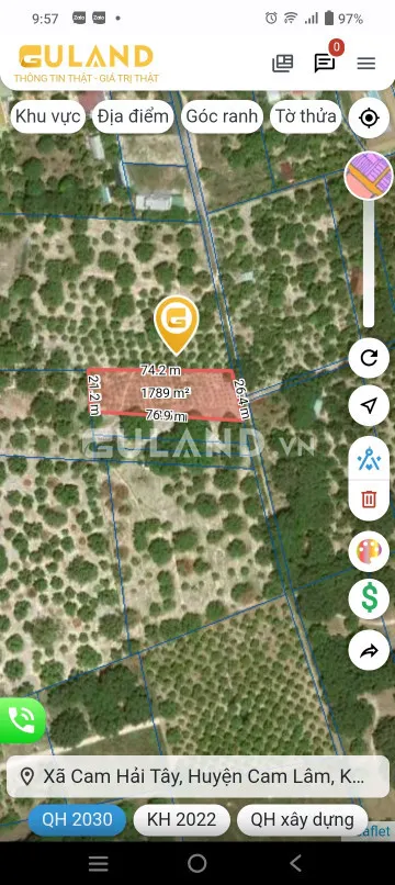 Bán  đất thổ cư 1778.3m² , giá 11.5 tỷ tại, Xã Cam Hải Tây, Huyện Cam Lâm, Khánh Hòa