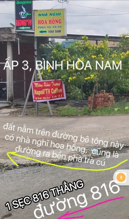 47x90, 4000m2 LÚA, GIÁ SỐC,  MT ÔTÔ RỘNG, 1 SẸC NGẮN 816, GẦN CHỢ, SÔNG VCĐ, PHÀ TRÀ CÚ, 1  ĐÃ PHỦ HỒNG, CÁCH NHÀ NGHĨ HOA HỒNG, UBND XÃ , BHX 300m