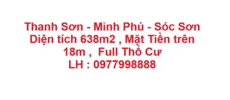 LÔ ĐẤT VỊ TRÍ ĐẸP CẦN BÁN NHANH lô đất vị trí tại xã Minh Phú huyện Sóc Sơn, Tp HN