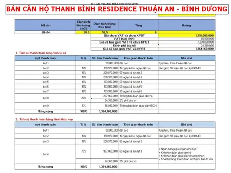 Bán căn hộ Thanh Bình Residence Thuận An, Bình Dương